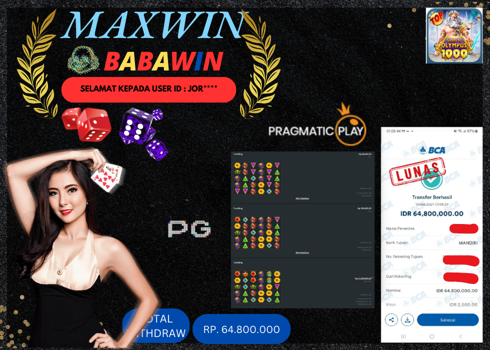 BABAWIN JACKPOT SLOT GATES OF OLYMPUS 1000 Rp. 64.800.000,- LUNAS